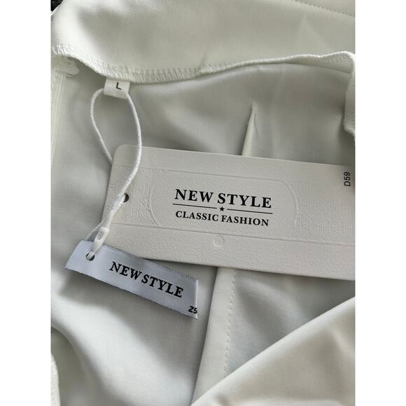 NWT New Style Classic Fashion Women's Size Large Bright White Dress Midi - Picture 3 of 6